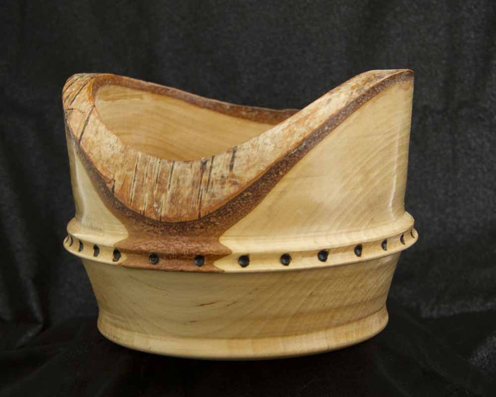 Sycamore Bark edge bowl with Pyro detail band